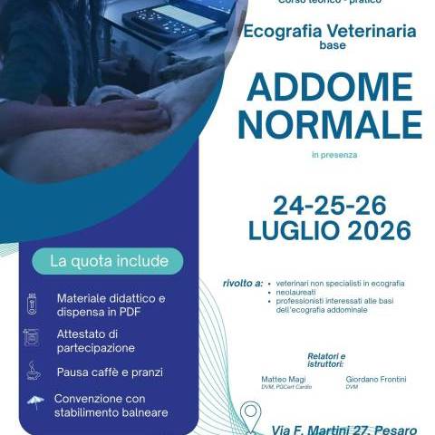 Ecografia addominale del cane e del gatto - Corso base teorico-pratico  in presenza - Luglio 2026